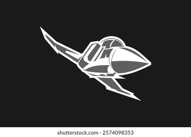 American cold war jet fighter plane vector illustration. simple aircraft logo, military equipment.