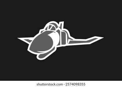 American cold war jet fighter plane vector illustration. simple aircraft logo, military equipment.