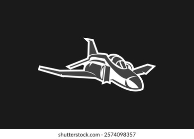 American cold war jet fighter plane vector illustration. simple aircraft logo, military equipment.