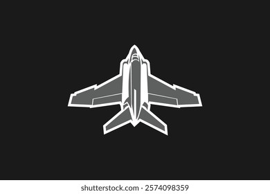 American cold war jet fighter plane vector illustration. simple aircraft logo, military equipment.