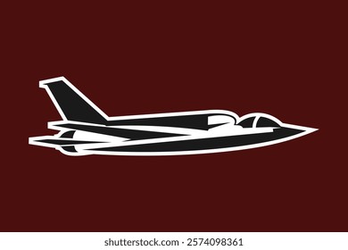 American cold war jet fighter plane vector illustration. simple aircraft logo, military equipment.