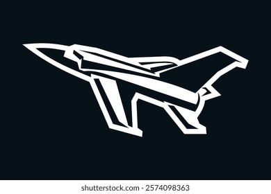 American cold war jet fighter plane vector illustration. simple aircraft logo, military equipment.