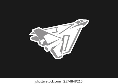 American cold war jet fighter plane vector illustration. simple aircraft logo, military equipment.