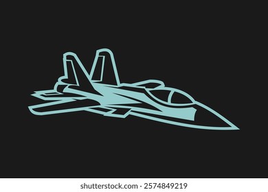 American cold war jet fighter plane vector illustration. simple aircraft logo, military equipment.