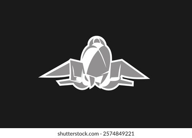 American cold war jet fighter plane vector illustration. simple aircraft logo, military equipment.