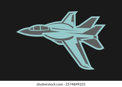 American cold war jet fighter plane vector illustration. simple aircraft logo, military equipment.