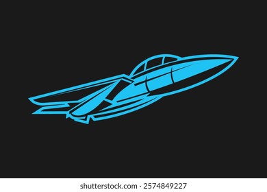 American cold war jet fighter plane vector illustration. simple aircraft logo, military equipment.