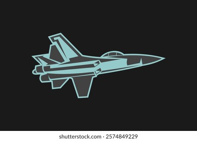 American cold war jet fighter plane vector illustration. simple aircraft logo, military equipment.