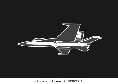 American cold war jet fighter plane vector illustration. simple aircraft logo, military equipment.