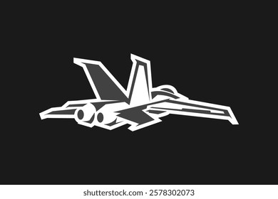 American cold war jet fighter plane vector illustration. simple aircraft logo, military equipment.