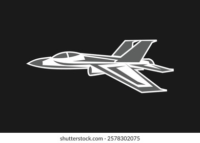 American cold war jet fighter plane vector illustration. simple aircraft logo, military equipment.