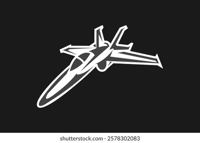 American cold war jet fighter plane vector illustration. simple aircraft logo, military equipment.