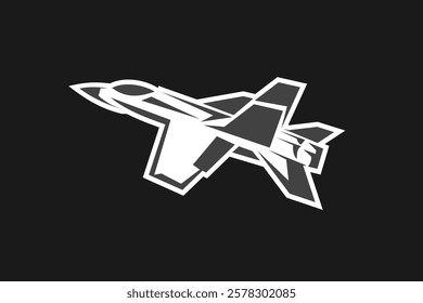 American cold war jet fighter plane vector illustration. simple aircraft logo, military equipment.