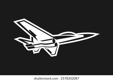 American cold war jet fighter plane vector illustration. simple aircraft logo, military equipment.