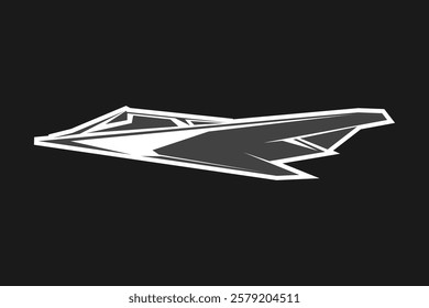 American cold war jet fighter plane vector illustration. simple aircraft logo, military equipment.