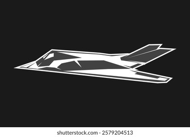 American cold war jet fighter plane vector illustration. simple aircraft logo, military equipment.