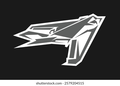 American cold war jet fighter plane vector illustration. simple aircraft logo, military equipment.