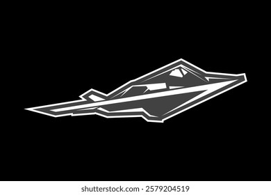 American cold war jet fighter plane vector illustration. simple aircraft logo, military equipment.