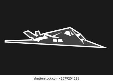 American cold war jet fighter plane vector illustration. simple aircraft logo, military equipment.