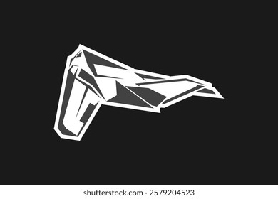 American cold war jet fighter plane vector illustration. simple aircraft logo, military equipment.