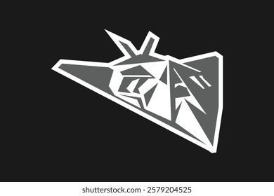 American cold war jet fighter plane vector illustration. simple aircraft logo, military equipment.