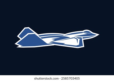 American cold war jet fighter plane vector illustration. simple aircraft logo, military equipment.