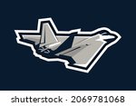 American cold war stealth fighter plane vector illustration. simple aircraft logo, military equipment.
