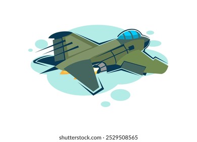 American cold war supersonic fighter plane vector illustration. simple aircraft logo, military equipment.