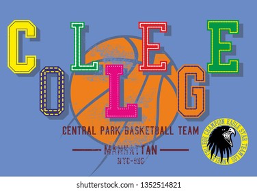 American College basketball graphic design vector art