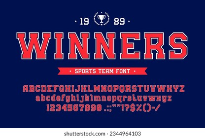 American college font, sport jacket type or American basketball typeface, vector Baseball alphabet characters. USA university typography font, team league player of rugby or soccer sport jersey type