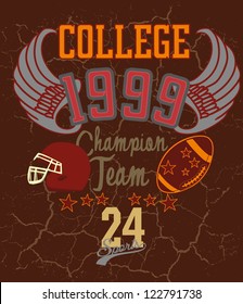 american college retro style vector art