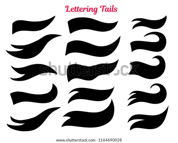 American College Tail Swooshes Typography Elements Stock Vector 