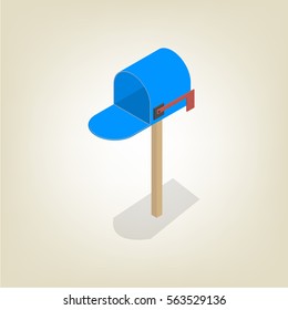 American colored mailbox isolated on white background. Flat 3D isometric style, vector illustration.