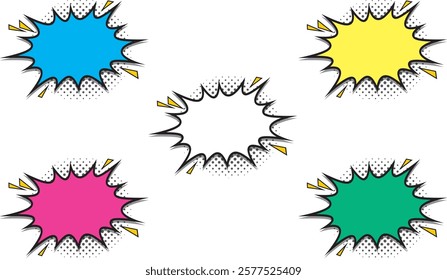 American comic book speech bubble illustration set