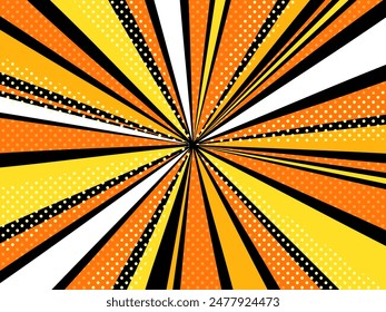 American comic book style background material_concentrated lines_with dots_yellow