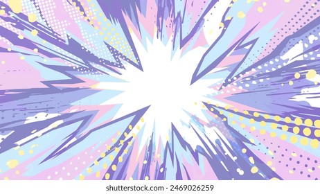 American comic book style explosion background illustration_purple_16:9