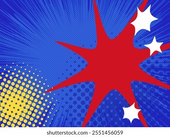 American Comic-Stil Explosion Bild Hintergrund illustration_blue