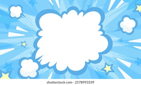American comic book style explosion smoke background illustration_light blue_16:9