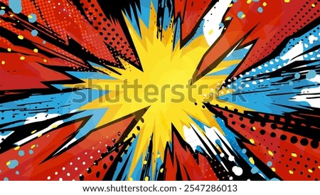 American comic book style explosion background illustration_colorful_16:9