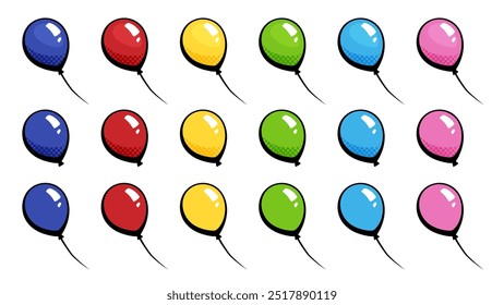 Conjunto de material de ilustración de globo de estilo cómico estadounidense
