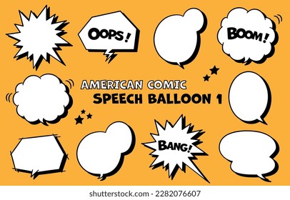 It is an American comic style balloon set.Easy-to-use vector material.There are other variations as well.