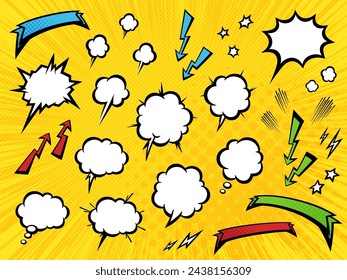 American Comic Stil Explosion Rauch Blowout_Vector Illustration Material Set