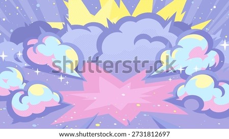 American comic style pop shock smoke background illustration_16:9