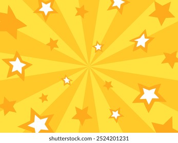 American comic style radially spreading star background illustration_concentration line_yellow