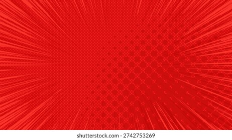 American comic style red simple concentration line background_16:9
