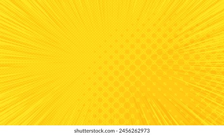 American comic style simple background_concentrated lines_dot gradation_yellow_16:9