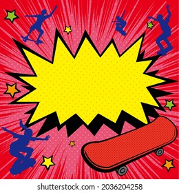 American comic style skateboard illustration design