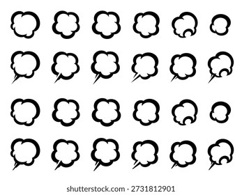 American comic style small smoke illustration material set_bottom half is rounded corners
