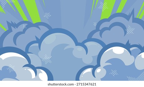 Amerikanischer Comic-Stil Rauch und hellblauen Hintergrund Illustration_16:9