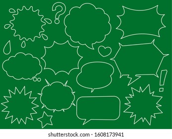 
American comic style speech bubble 06 thin line blackboard illustration set